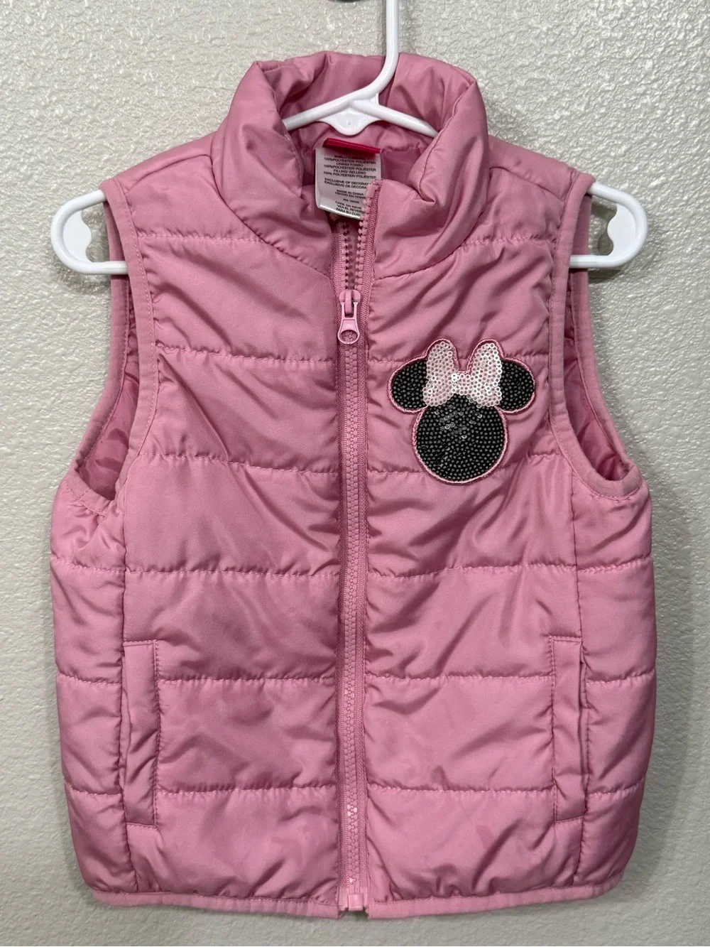 Disney Minnie Mouse Pink Sequin Puffer Vest 2T Flaw
